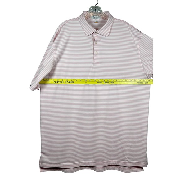 Peter Millar Summer Comfort, White and Baby Pink Striped Golf Polo, Size XL - Picture 3 of 7